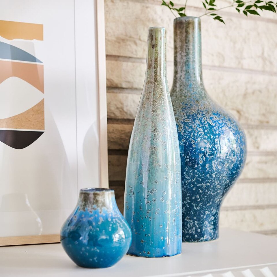 Reactive Glaze Vases Light Blue West Elm UK